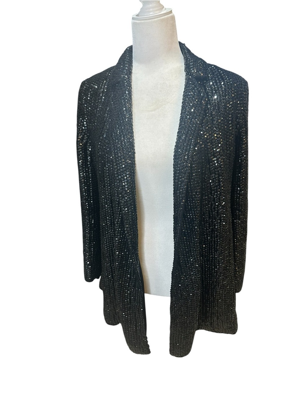 Escada Black Sequin Knit Evening Jacket Cardigan Blazer Sparkly Party Glam